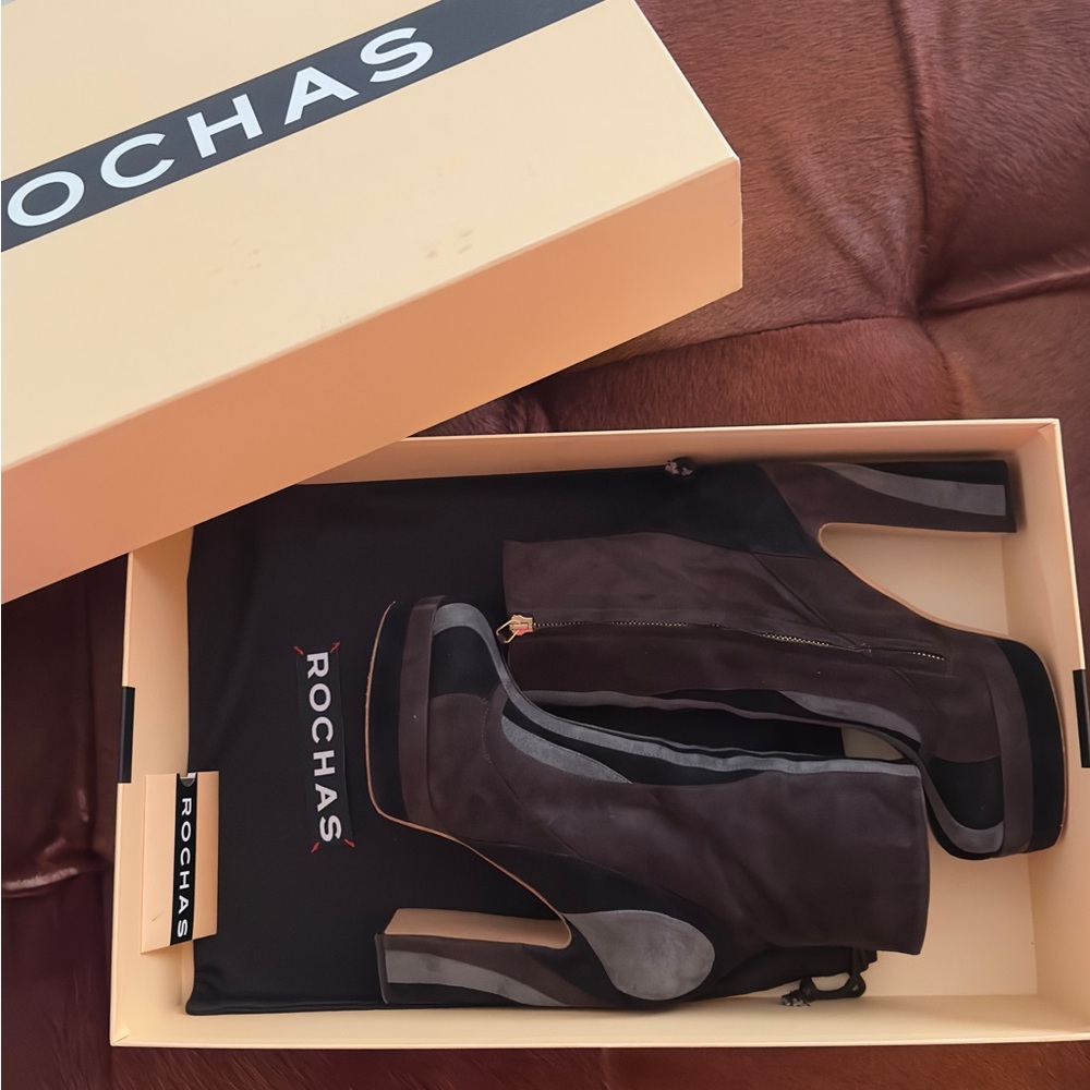 Rocha’s Three Tone Suede Platform Booties